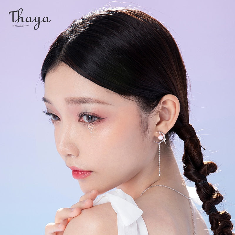 Thaya Elegant Party Moon Earring Original Design 925 Silver Needle For Women Earring Dangle Classic Tassel Romantic Fine Jewelry