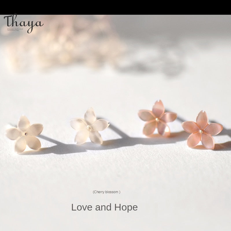 Thaya S925 Sterling Silver Earrings Cherry Blossom Earrings For Women Hypoallergenic Flower Earring Studs Fashion Fine Jewelry