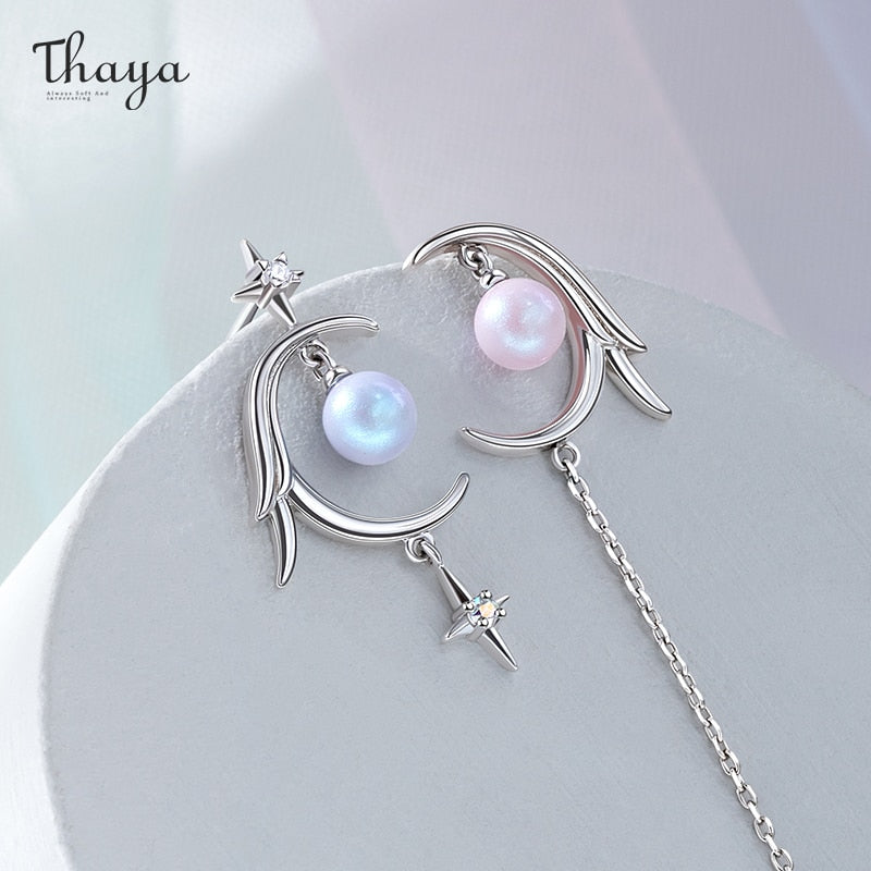 Thaya Elegant Party Moon Earring Original Design 925 Silver Needle For Women Earring Dangle Classic Tassel Romantic Fine Jewelry