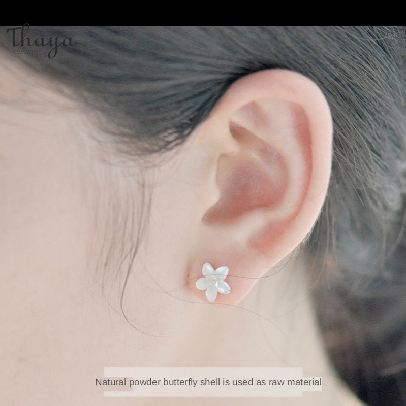 Thaya S925 Sterling Silver Earrings Cherry Blossom Earrings For Women Hypoallergenic Flower Earring Studs Fashion Fine Jewelry