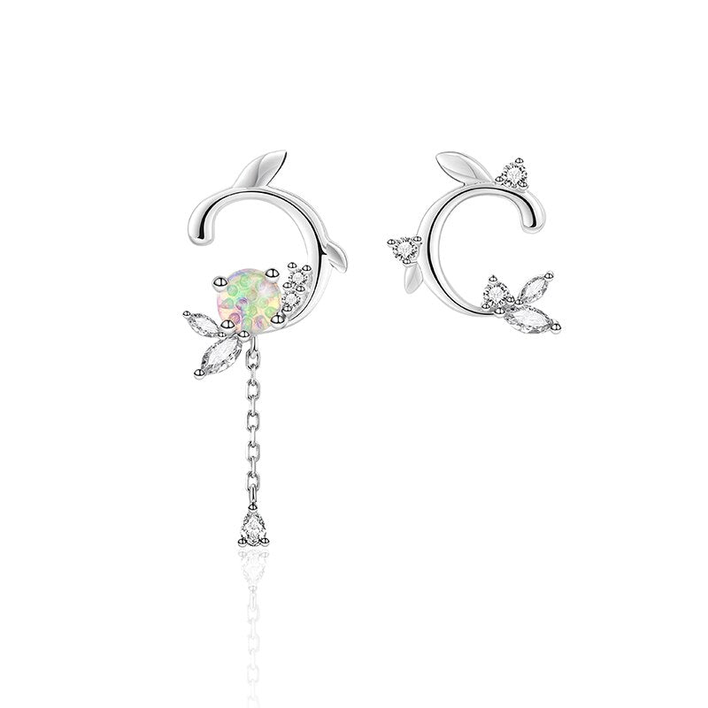 Thaya Silver Plated Earrings Blue Artificial Crystal Flower Stud Earrings Fashion Earring For Women Party Fine Jewelry Gift