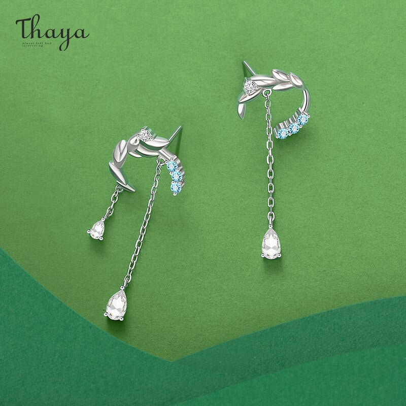 Thaya Silver Plated Earrings Blue Artificial Crystal Flower Stud Earrings Fashion Earring For Women Party Fine Jewelry Gift
