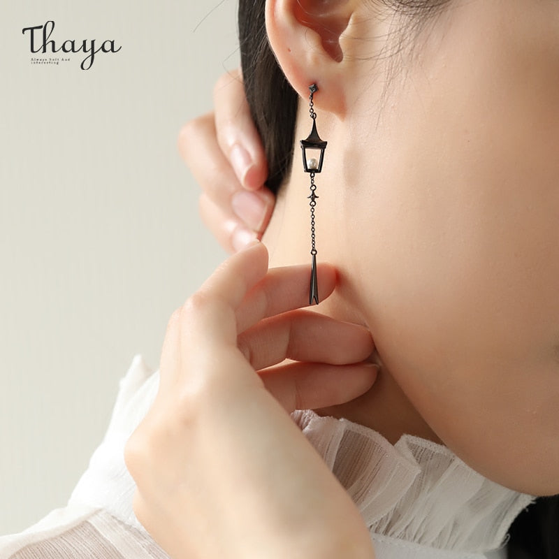 Thaya Vintage Pendant Earrings Pearl Lantern Drop Earrings Handmade S925 Sterling Silver Women Earring Studs Female Fine Jewelry