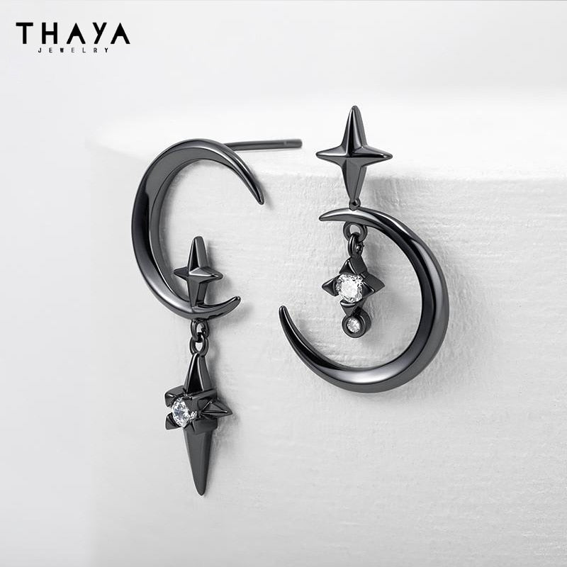 Thaya Original Design Star And Moon Design Earrings S925 Silver Needle Studs Earring For Women Vintage Earring Fashion Jewelry