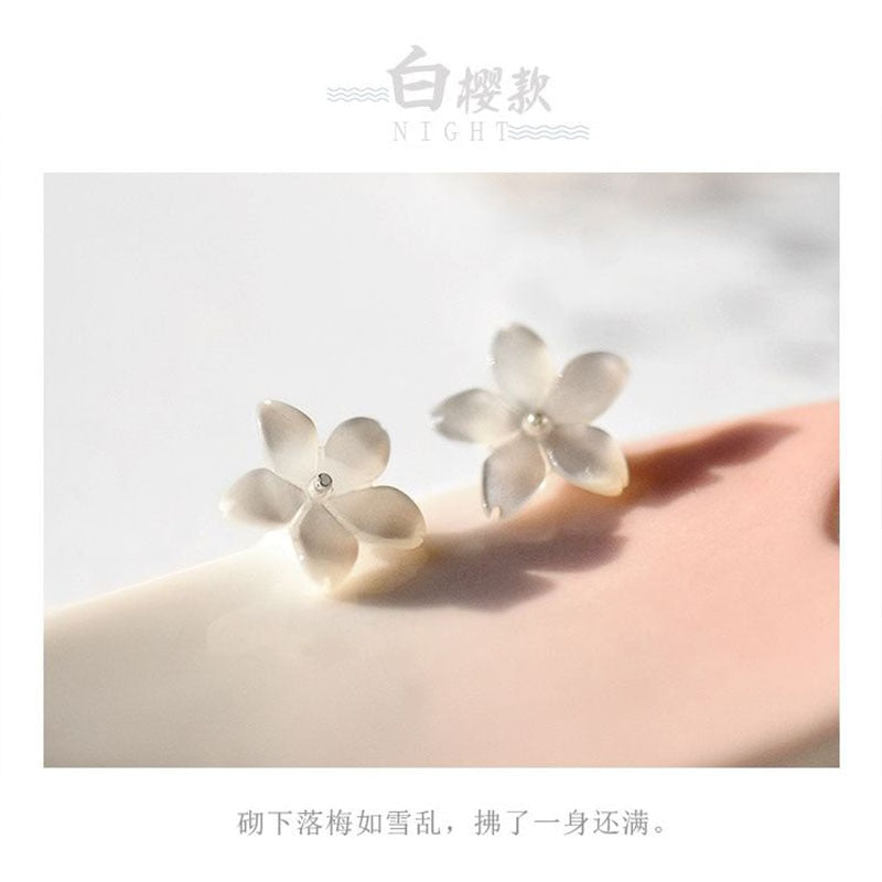 Thaya S925 Sterling Silver Earrings Cherry Blossom Earrings For Women Hypoallergenic Flower Earring Studs Fashion Fine Jewelry