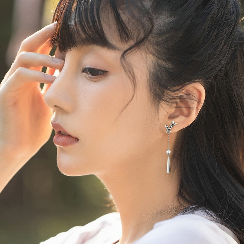 Thaya Women Earring Stud Green Crystal Earrings Silver Plated Lantern Earrings Silver Needle Beads Earrings Elegant Fine Jewelry