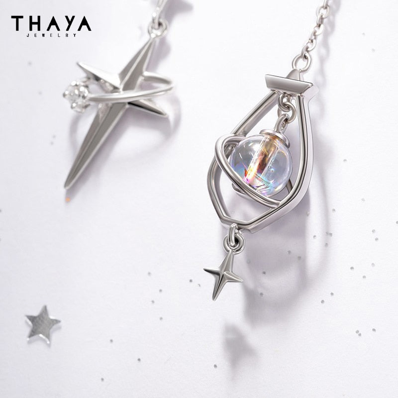 Thaya Fashion Women Drop Earrings Asymmetrical Hanging Earrings For Women 2023 Trending Silver Needle Engagement Fine Jewelry