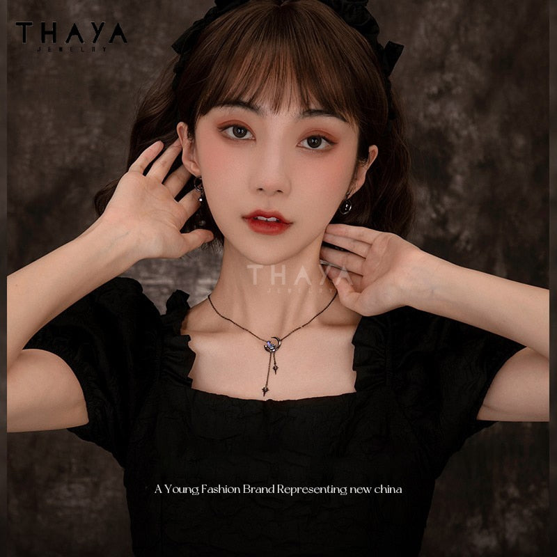Thaya Stars And Moon Design Trendy Necklaces Original Design Vintage Women Necklace Fashion Necklace For Women Crystal Jewelry