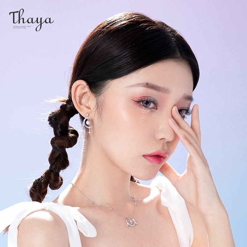 Thaya Elegant Party Moon Earring Original Design 925 Silver Needle For Women Earring Dangle Classic Tassel Romantic Fine Jewelry