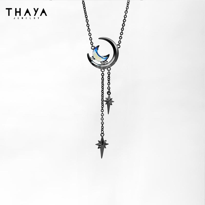 Thaya Stars And Moon Design Trendy Necklaces Original Design Vintage Women Necklace Fashion Necklace For Women Crystal Jewelry