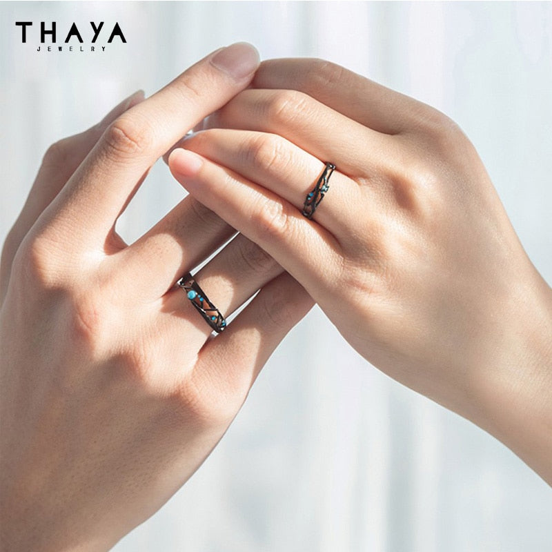 Thaya Real S925 Silver Couple Rings Original Design Rings For Women Men Resizable Symbol Rings Wedding Engagement Fine Jewelry