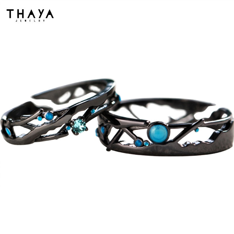 Thaya Real S925 Silver Couple Rings Original Design Rings For Women Men Resizable Symbol Rings Wedding Engagement Fine Jewelry