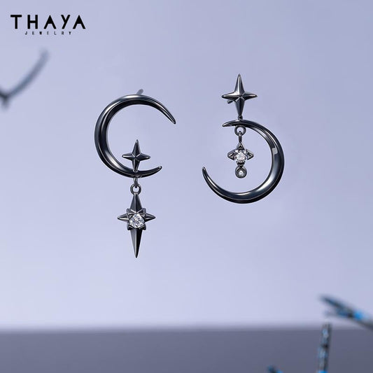 Thaya Original Design Star And Moon Design Earrings S925 Silver Needle Studs Earring For Women Vintage Earring Fashion Jewelry