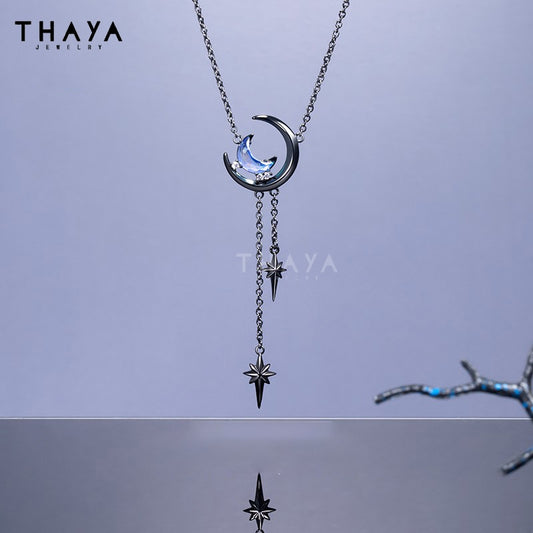 Thaya Stars And Moon Design Trendy Necklaces Original Design Vintage Women Necklace Fashion Necklace For Women Crystal Jewelry