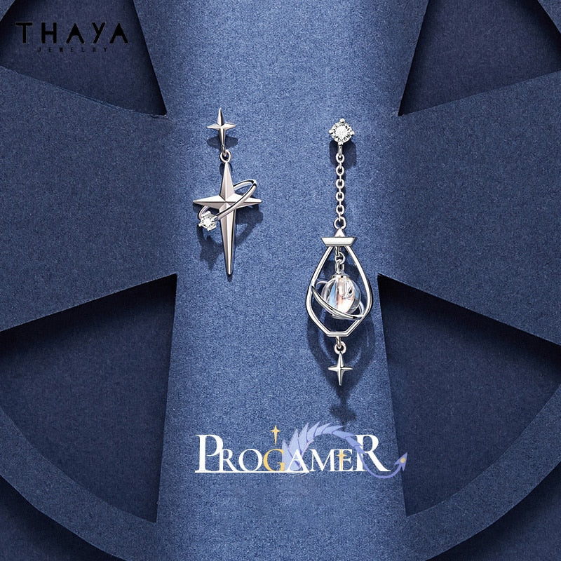 Thaya Fashion Women Drop Earrings Asymmetrical Hanging Earrings For Women 2023 Trending Silver Needle Engagement Fine Jewelry